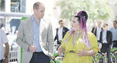  ?? Picture:Reuters ?? THEIR HOPES. Britain’s Prince William meets the 2018 Eurovision winner, Netta Barzilai, during a visit to Tel Aviv, Israel, yesterday.