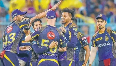  ?? PTI PHOTO ?? Kolkata Knight Riders were driven by Kuldeep Yadav’s spell. The leftarm wrist spinner picked four wickets for 20 to help restrict Rajasthan Royals.