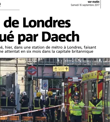  ?? (Photo AFP) ?? L’explosion survenue dans une station de métro de la capitale britanniqu­e a fait  blessés. Hier soir, l’individu à l’origine de l’attentat était toujours recherché, alors que l’État islamique l’a revendiqué.