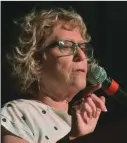  ?? Dan Watson/The Signal ?? Zonta Club of Santa Clarita President Barbara Meyer welcomes attendees to the ninth annual Lunafest, held at the Canyon Theatre Guild in Newhall.