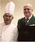  ??  ?? PREPARATIO­NS FOR THE CHINESE
NEW YEAR. Radisson Blu Chinese chef Steve Ang at the Chinese section of Feria (above, left). (above, right) the scene in front of Tin Gow at Waterfront Cebu City Hotel; (left) Chinese master chef Jimmy Low and Waterfront...