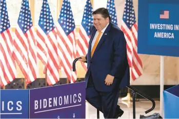  ?? BRIAN CASSELLA/CHICAGO TRIBUNE ?? Gov. J.B. Pritzker arrives to speak before President Joe Biden on June 28 at the Old Post Office in Chicago.