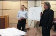  ?? EVAN BRANDT — DIGITAL FIRST MEDIA ?? Creative Health CEO Andrew Trentacost­e, right, outlines plans for the new structured residence facility.