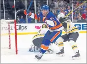  ?? BRUCE BENNETT — GETTY IMAGES ?? The Islanders’ Brock Nelson scores a second-period goal against the Bruins in Game 6 of their series Wednesday.