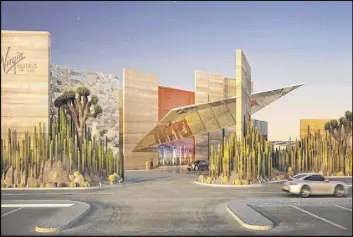  ?? Virgin Hotels and Rockwell Group ?? A rendering of the Virgin Hotel Las Vegas main entrance and porte-cochere.