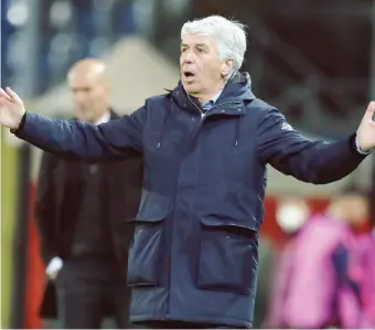  ?? ANSA ?? Gian Piero Gasperini, 63 anni, allenatore dell’Atalanta: ieri era furibondo con l’arbitro Stieler