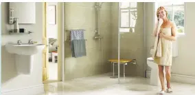  ?? Picture: MOBILITY PLUS ?? A walk-in shower with a seat takes the pressure off your feet