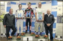  ??  ?? Final podium (l-r) Prior, Bradshaw, Crees and John Surtees