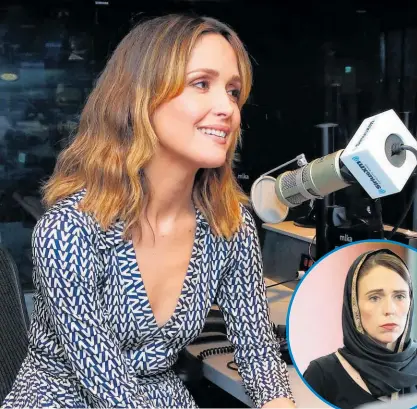  ?? Photos / File ?? Rose Byrne says she is excited to play Jacinda Ardern, inset.