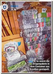  ??  ?? So waren die Drogenpake­te in dem Container aus Brasilien gestapelt.