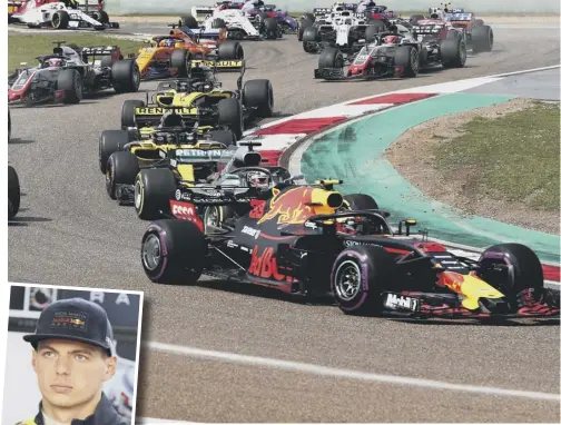  ??  ?? Max Verstappen leads Lewis Hamilton during Sunday’s Chinese Grand Prix, but eventually finished fifth after being penalised ten seconds as a result of his collision with Sebastian Vettel.