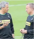  ??  ?? Lucien Favre war vom 14. Februar 2011 bis zum 20. September 2015 Geidecks Chef bei Borussia. Der Schweizer eröffnete ihm noch mal eine neue Sicht auf das Spiel.