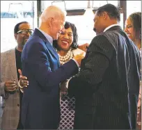  ?? BRITTANY GREESON/NEW YORK TIMES FILE PHOTO ?? Former Vice President Joe Biden meets with patrons at the Detroit One Coney Island Restaurant in August.