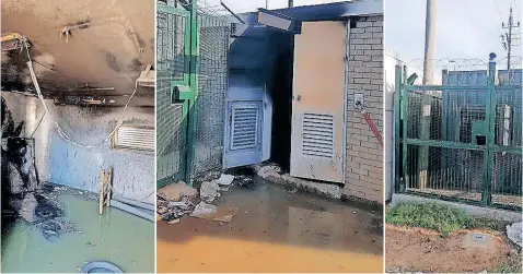  ?? ?? THE City of Cape Town’s water and sanitation directorat­e was altered after the Wallaceden­e sewer pump station was set alight by arsonists on Saturday night. A R5000 reward is being offered to anyone with informatio­n.