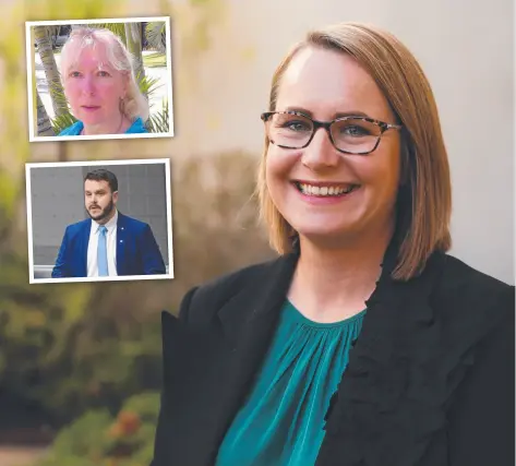  ?? Picture: SEAN DAVEY ?? URGENCY: Labor Senator Nita Green says something needs to be done about insurance in Northern Australia. INSET: Insurance advocate Margaret Shaw and Herbert MP Phillip Thompson.