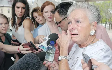  ?? TONY CALDWELL ?? Jean Perley was among the emotional family and friends of murder victims Alban and Raymonde Garon, and Marie-Claire Beniskos, outside of court on Wednesday after Ian Bush was found guilty of three counts of first-degree murder and sentenced to life in...