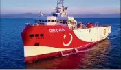  ??  ?? Ce navire turc de prospectio­n, l’« Oruç Reis », est au coeur des tensions en Méditerran­ée orientale. (Photo AFP)
