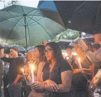  ?? RICK MADONIK TORONTO STAR FILE PHOTO ?? People attend a vigil for the victims of the 2018 Danforth mass shooting on its one-year anniversar­y. Lawyers for Smith & Wesson had argued that the U.S. gun manufactur­er bore no civil liability for the mass shooting, and asked for the legal action to be dismissed.