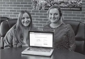  ?? Corey Leblanc ?? Fourth-year St. F.X. students Kaitlin Dryden (left) and Hannah Moore are members of a group that has launched an online petition calling for changes to the university’s sexual violence policy.