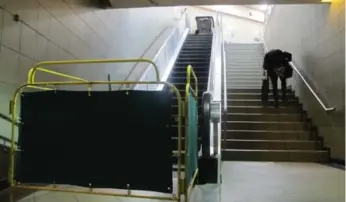  ?? JACK LAKEY FOR THE TORONTO STAR ?? The Bay St. bus terminal escalator has been out of service for years and is unlikely to be fixed anytime soon.