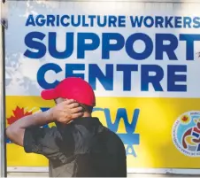 ?? NICK BRANCACCIO ?? A migrant worker from Guatemala stands at the UFCW'S Agricultur­al Workers Support Centre in Leamington.