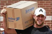  ?? BRETT COOMER / GETTY IMAGES ?? When Hurricane Harvey pounded Texas with devastatin­g destructio­n, Houston Texans defensive end J.J. Watt sprang into action, raising $37 million in 19 days to help victims of the storm.