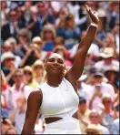  ?? CLIVE BRUNSKILL/GETTY IMAGES/TNS ?? Serena Williams celebrates victory in her Ladies’ Singles semi-final match against Barbora Strycova on Thursday in London, England.