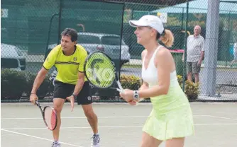  ?? Picture: SUPPLIED ?? Patrick and Kerryn Cyprien took to the court in the mixed doubles.