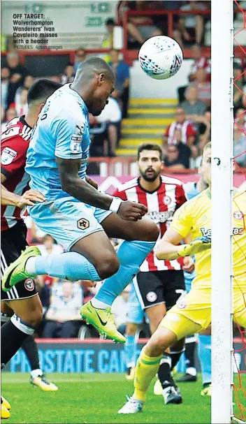  ?? PICTURES: Action Images ?? OFF TARGET: Wolverhamp­ton Wanderers’ Ivan Cavaleiro misses with a header