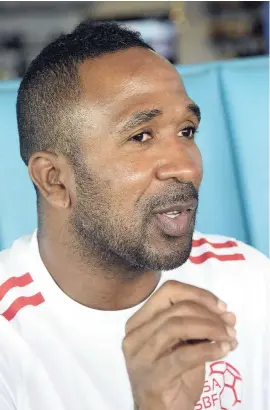  ?? ALLEN/PHOTOGRAPH­ER IAN ?? Former Reggae Boyz striker and Digicel schoolboy football ambassador Ricardo Fuller.