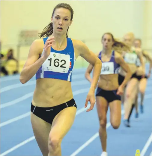  ?? FOTO: JENS INGE RINGSTAD ?? RASKEST: Sara Dorthea Jensen tok gull på 400 meter under innendørs-NM 2017.