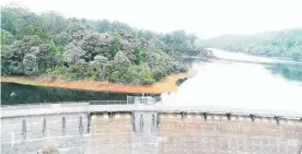  ?? Photo / Watercare ?? Drone footage over Watercare’s Waita¯kere No 4 dam in February showed levels were already low.