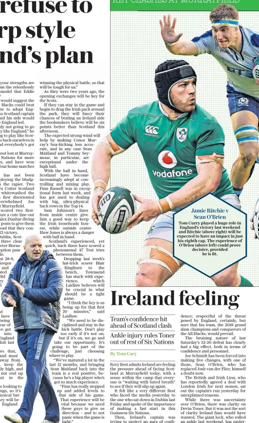  ??  ?? Close call: Gregor Townsend tested Ireland last year