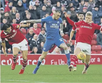  ??  ?? Marcus Maddison in action against Barnsley - comfortabl­y the best side in League One.