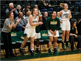  ?? JOSE QUEZADA — FOR THE TIMES-STANDARD ?? Humboldt’s bench arises to support its team.