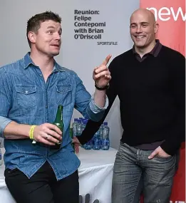  ?? SPORTSFILE ?? Reunion: Felipe Contepomi with Brian O’Driscoll