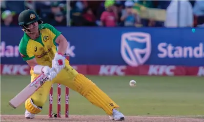  ??  ?? David Warner and Australia fell just short in their run chase of 159 at Port Elizabeth. Photograph: Michael Sheehan/AFP via Getty Images