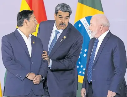  ?? Ap ?? Arce, Maduro y Lula, ayer, antes de la foto de familia en Brasilia