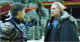  ??  ?? THE FEELS. One of the more popular pairings in the “Game of Thrones” universe is that of Jaime Lannister (Nikolaj Coster-Waldau) and Brienne of Tarth (Gwendoline Christie).