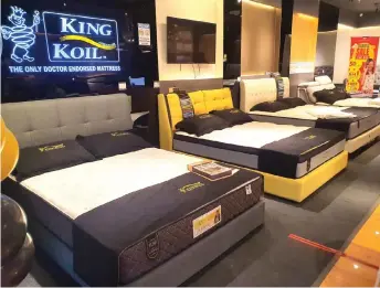  ??  ?? A wide selection of King Koil mattresses is available to meet individual sleeping needs.
