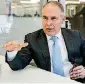  ?? [PHOTO BY CHRIS LANDSBERGE­R, THE OKLAHOMAN ARCHIVES] ?? Scott Pruitt, administra­tor of the Environmen­tal Protection Agency, speaks to a reporter at The Oklahoman in Oklahoma City in this photo from July.
