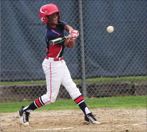  ?? Photos by Ernest A. Brown ?? Lincoln Major Division all-star Elijah Moffat (above) gave his team its first lead of the game Tuesday against Burrillvil­le with a fifth-inning grand slam in an 11-7 District 4 victory. Teammate Marcus Rodrigues (bottom left, second from right) earned...