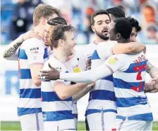  ??  ?? KANE’S ABLE QPR’S Todd Kane (hidden) celebrates after scoring