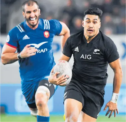  ?? Photo / Photosport ?? Rieko Ioane’s extreme pace has helped him score 16 tries in his first 17 tests.