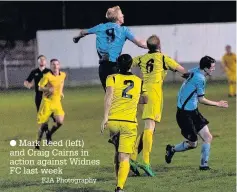  ?? FJA Photograph­y ?? Mark Reed (left) and Craig Cairns in action against Widnes FC last week