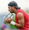  ?? KAI SCHWOERER/GETTY IMAGES ?? Richie Mo’unga prepares for the Super Rugby season at Crusaders training on Monday.