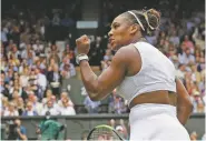  ?? KIRSTY WIGGLESWOR­TH/ASSOCIATED PRESS ?? Serena Williams defeated Alison Riske during a women’s quarterfin­al match on day eight of Wimbledon on Tuesday in London.