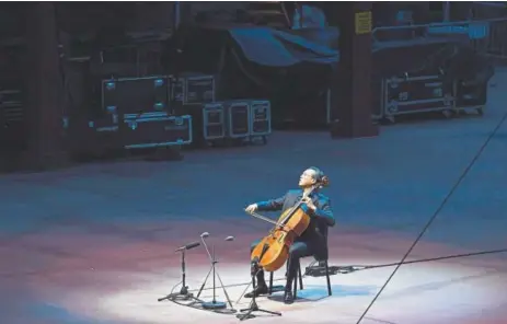  ?? Andy Cross, The Denver Post ?? The set was stripped down for Yo-Yo Ma’s performanc­e at Red Rocks on Aug. 1.