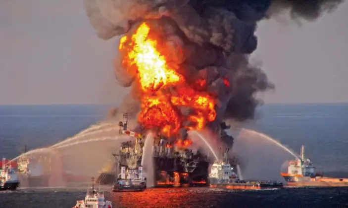  ?? Photograph: Us Coast Guard/HANDOUT HANDOUT/EPA ?? A file picture from 2010 shows the explosion at the mobile offshore oil drilling unit Deepwater Horizon, located in the Gulf of Mexico.