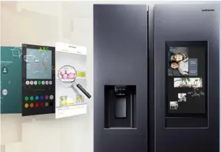 ??  ?? Samsung Family Hub smart refrigerat­or.